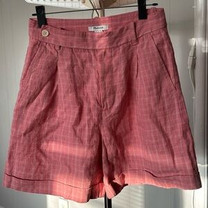 Madewell Harlow Pink Linen Check Bermuda style perfect spring shorts!